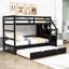 Lit superposé simple en bois avec escalier Kachig-1333496763