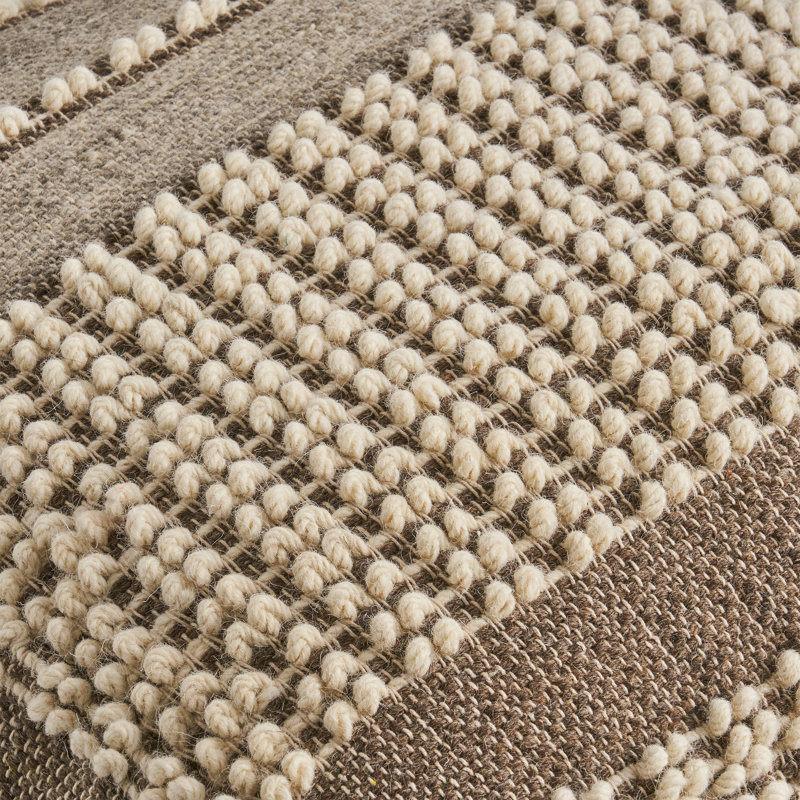 Grand pouf rustique en laine et coton brun