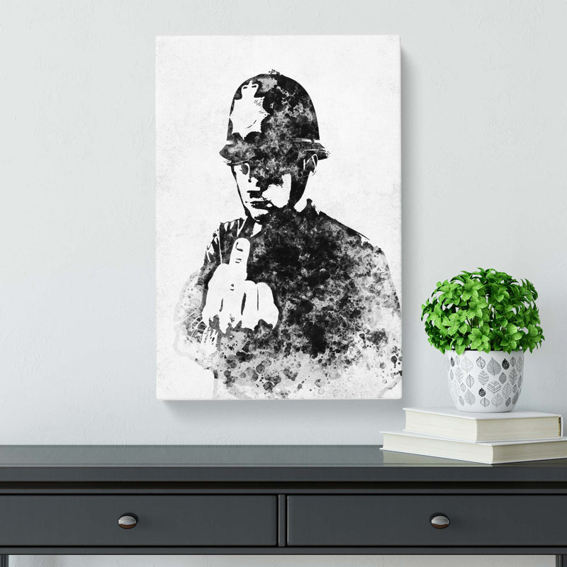 Rude Policeman In Abstract by Banksy - Wrapped Canvas, 76cm H x 50cm W x 3cm D