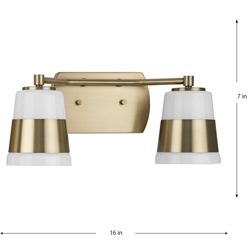 Haven 2 - Light Dimmable Vanity Light, Vintage Brass, Vintage Brass/White