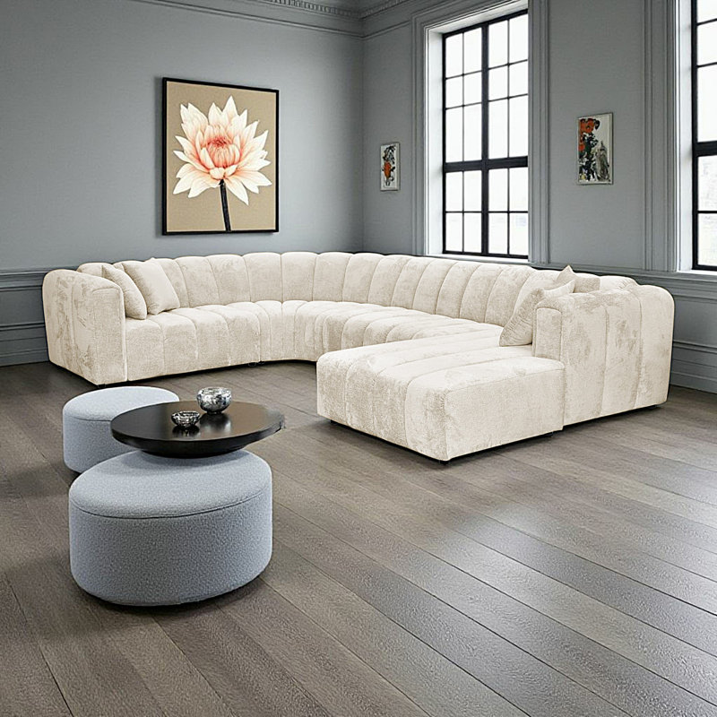 5 Seater Corner Sofa, Right Hand Facing, Cream