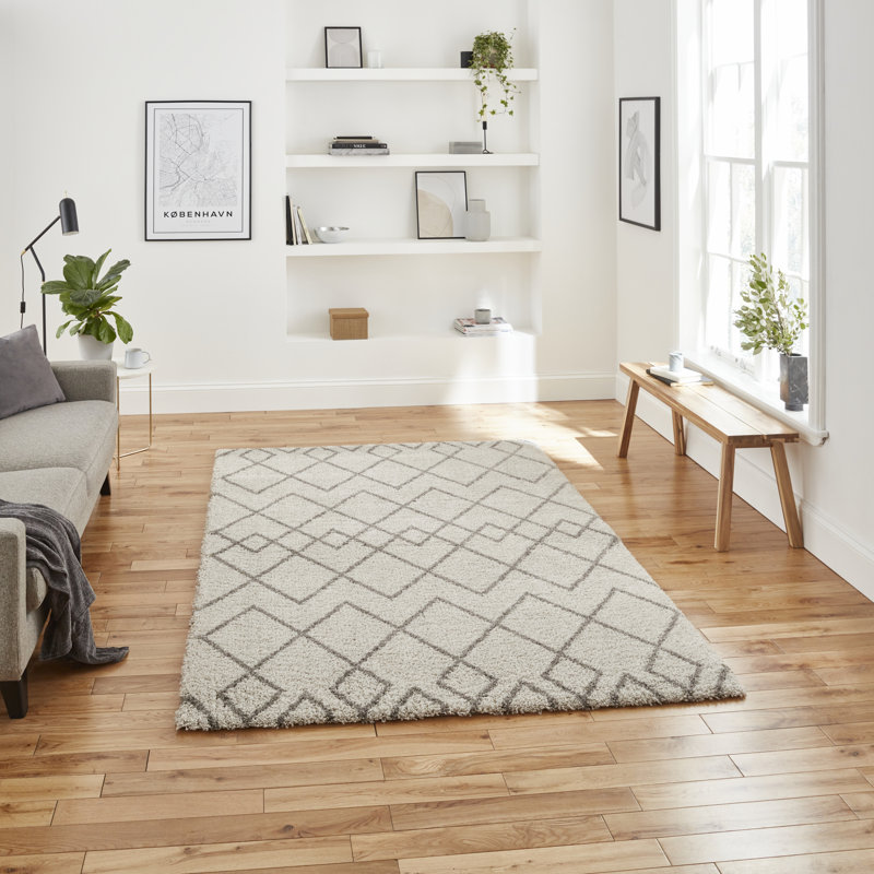 Machine Woven Cream/Grey Rug, Rectangle 120 x 170cm