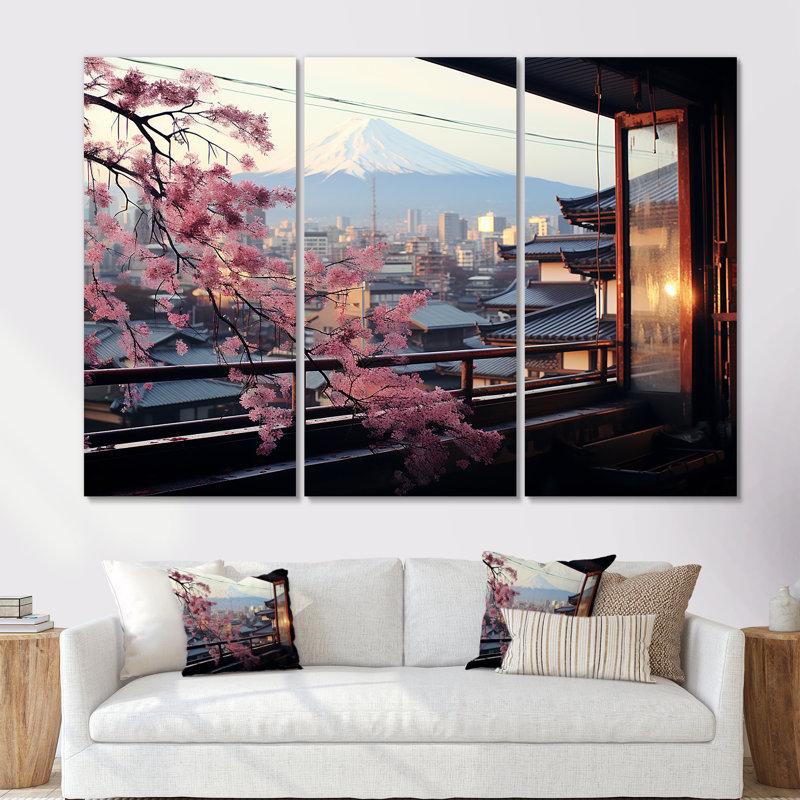 Japon, fenêtre sur la ville, vue sur la sérénité - Japon, art mural, Toile tendue, H 32 po x l 48 po x P 1 po