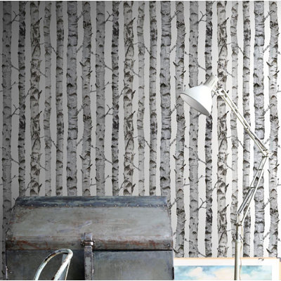 Rouleau de papier peint bouleau L 33 pi x l 20,5 po Kaori