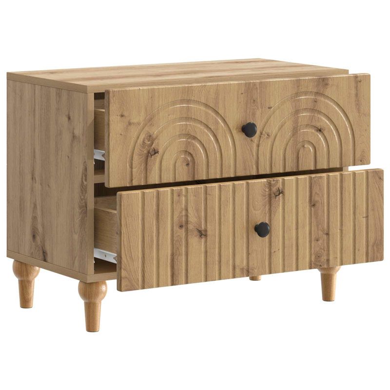 62cm W Manufactured Wood Bedside Table, Artisan Oak
