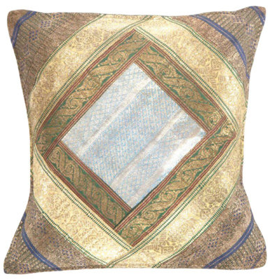 Vintage Sari silk Square Pillow Case 16 "