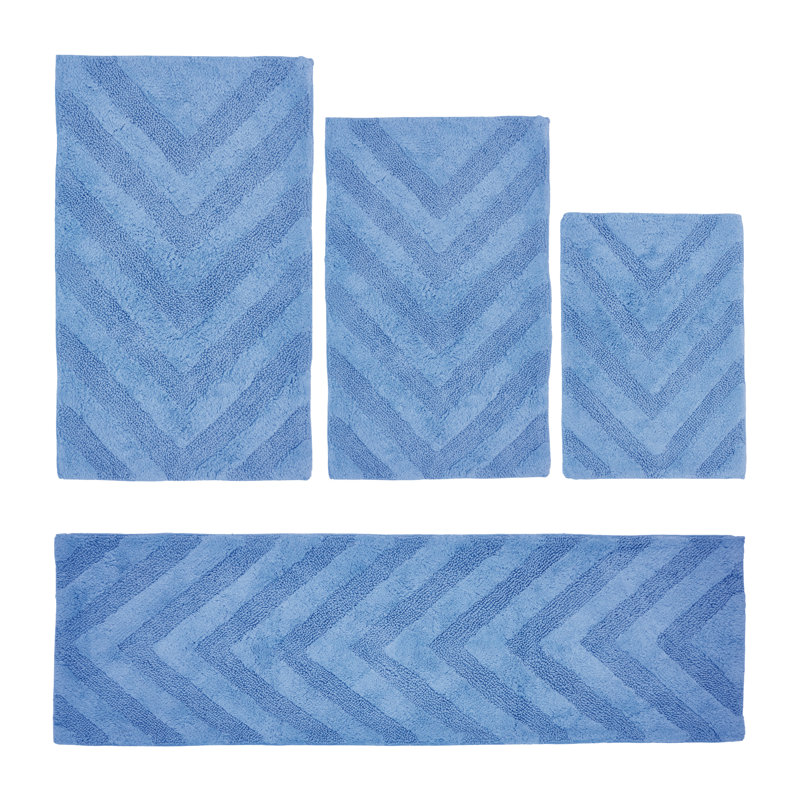 Hugo Premium 100% Cotton 2370 GSM 4-Piece Tufted Bath Rug Set with Non-Slip Spray Latex Backing, OEKO-TEX® Certified, Super Absorbent & Machine Washable, Dark Blue