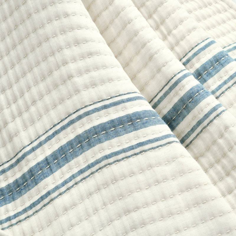 Jeté 100% coton Westridge, Bleu / blanc