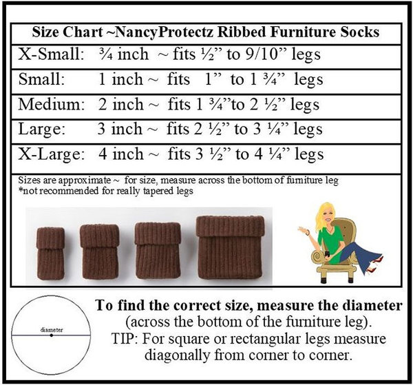 The Original Furniture Sock. Medium/Brown-NancyProtectz Patented with  Grips/Furniture Chair Leg Hardwood Floor Protectors.