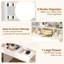 Tamme Modern Dressing Table with Lighted Round Mirror & Storage, Compact Vanity Desk-466833563