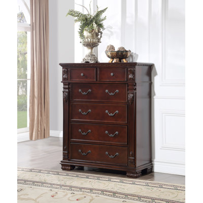 Commode 6 tiroirs Lyndon G09400-CH, cerise
