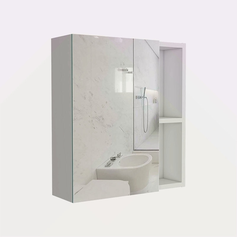 Armoire à pharmacie à porte simple H 19 po avec miroir, cinq tablettes intérieures, Blanc