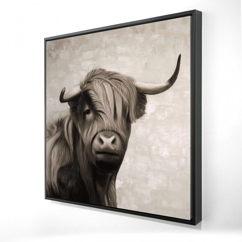 "Highland Cattal sépia" sur toile