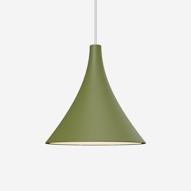 Gota Pendant Light, White, 14" H x 9.84" W x 9.84" D, Olive