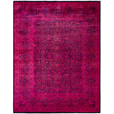 Overdyed Hand-Knotted Wool Modern-Contemporary Pink Area Rug 9' 1" x 11' 10"