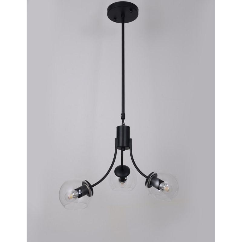 Lustre spoutnik sphere 3 lumières Preesall, Noir, Transparent