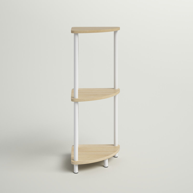 Bibliothèque en métal , (3 tablettes) H 32 po x l 12 po x P 12 po, Chêne / blanc