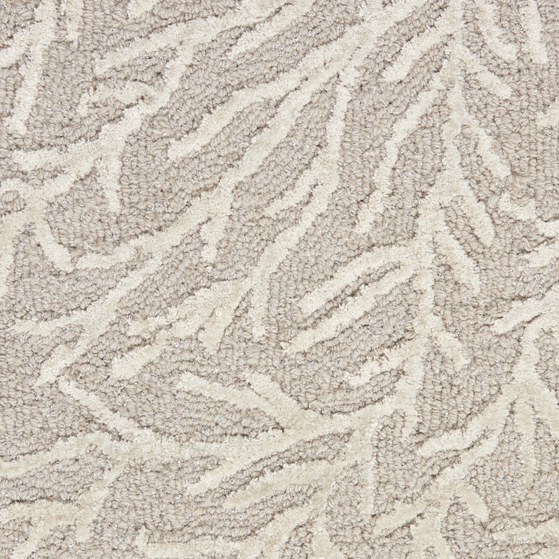Donell Floral Area Rug in Taupe/White, Rectangle 5'3" x 7'3"