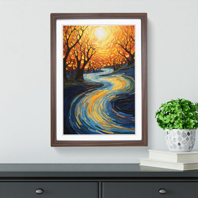 River Abstract - Single Picture Frame Print on Wood