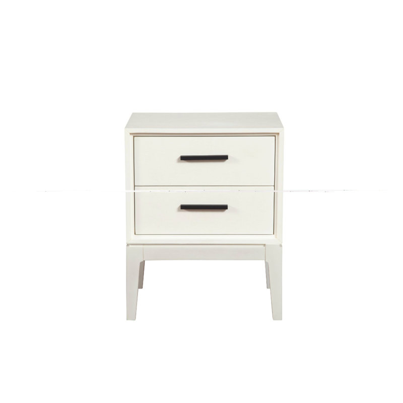 Table de chevet 2 tiroirs en blanc cassé