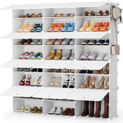 Shoe Storage Cabinet With Doors, 48-Pair Space Saving Shoe Rack Organizer For Closet, Hallway, Living Room, Bedroom, Garage