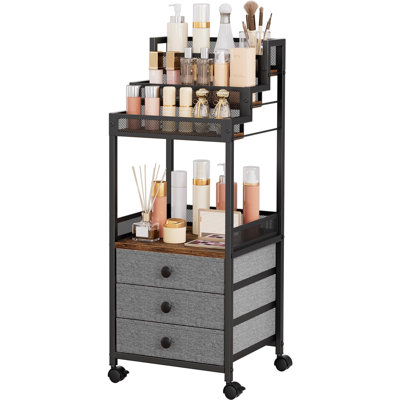 Makeup Storage Cart with Fabric Drawers