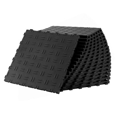 Garage Tiles Interlocking, 12 X 12 X 0.53 Inch 50 Pack Garage Floor Covering Tiles, Non-Slip Double-Sided Texture Garage Flooring Tiles, For Garages, Basements, Repair Shops, Black