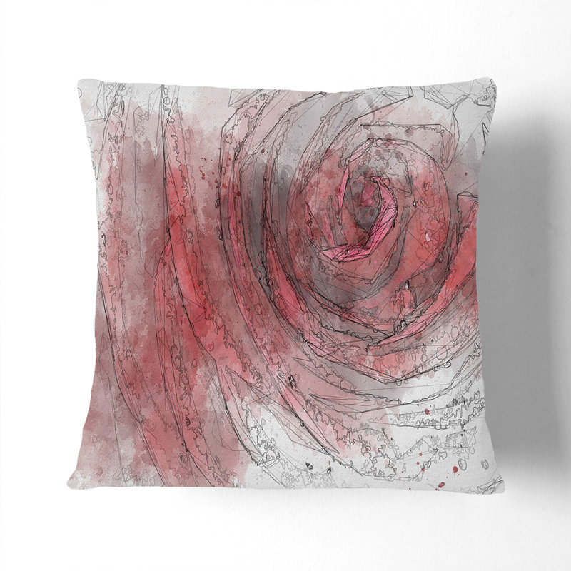 Abstract Square Cushion, 55cm H x 55cm W x 20cm D, Red/Grey