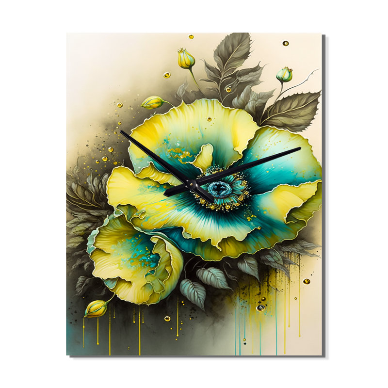 Vibrant Floral Design - Horloge murale florale, H 28 po x l 12 po x P 1 po