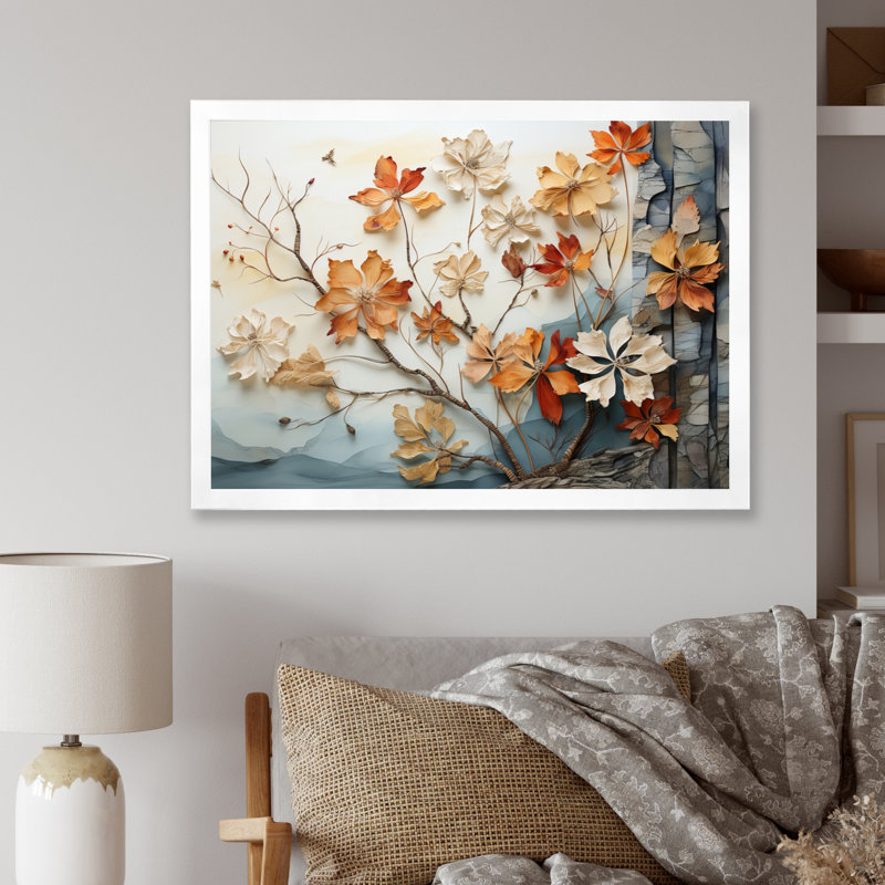 «Peach Grey Tree Tree Whispering Maple II», reproduction sur toile, Cadre photo blanc, H 24 po x l 32 po