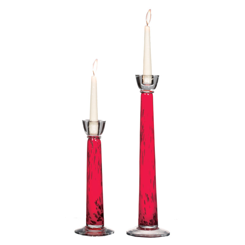 Joey Glass Tabletop Candlestick with Candle Included