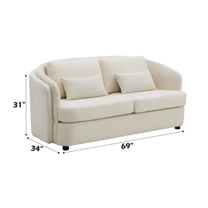 Causeuse en lin beige avec 2 coussins décoratifs