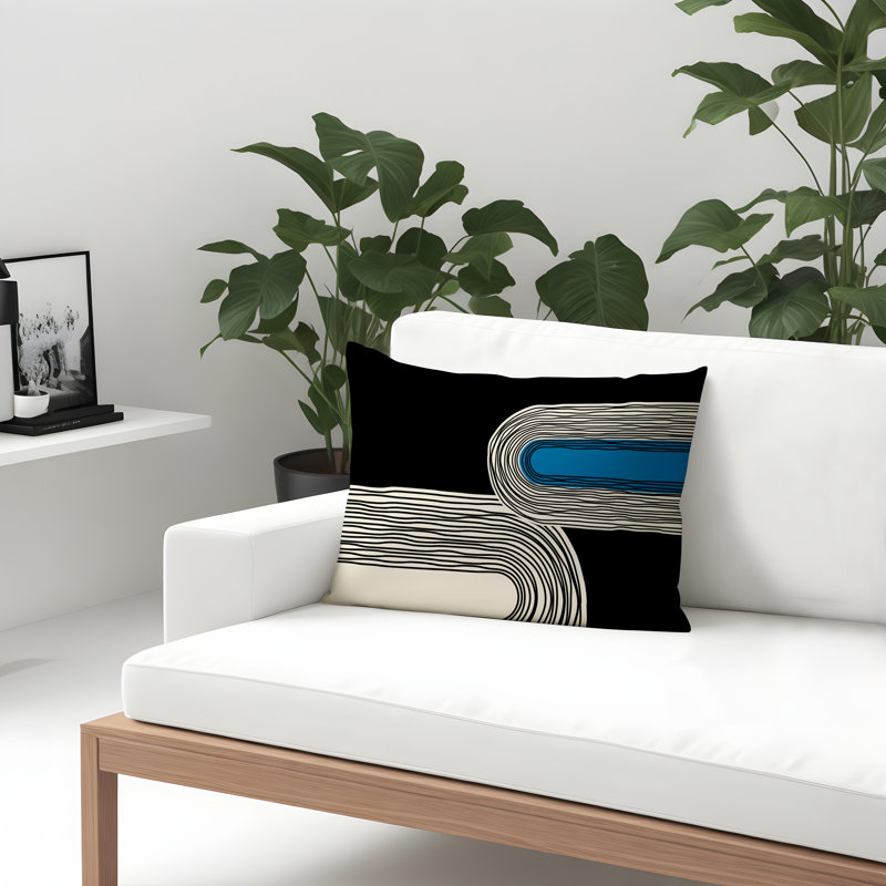 Housse et insert de coussin rectangulaire intérieur / extérieur en polyester filé Cassie, Turquoise, H 18 po x l 25 po