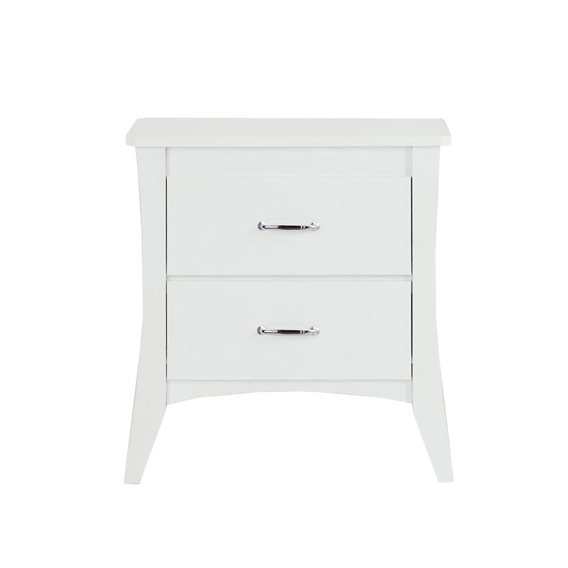 Table de chevet en bois aggloméré avec 2 tiroirs au fini blanc