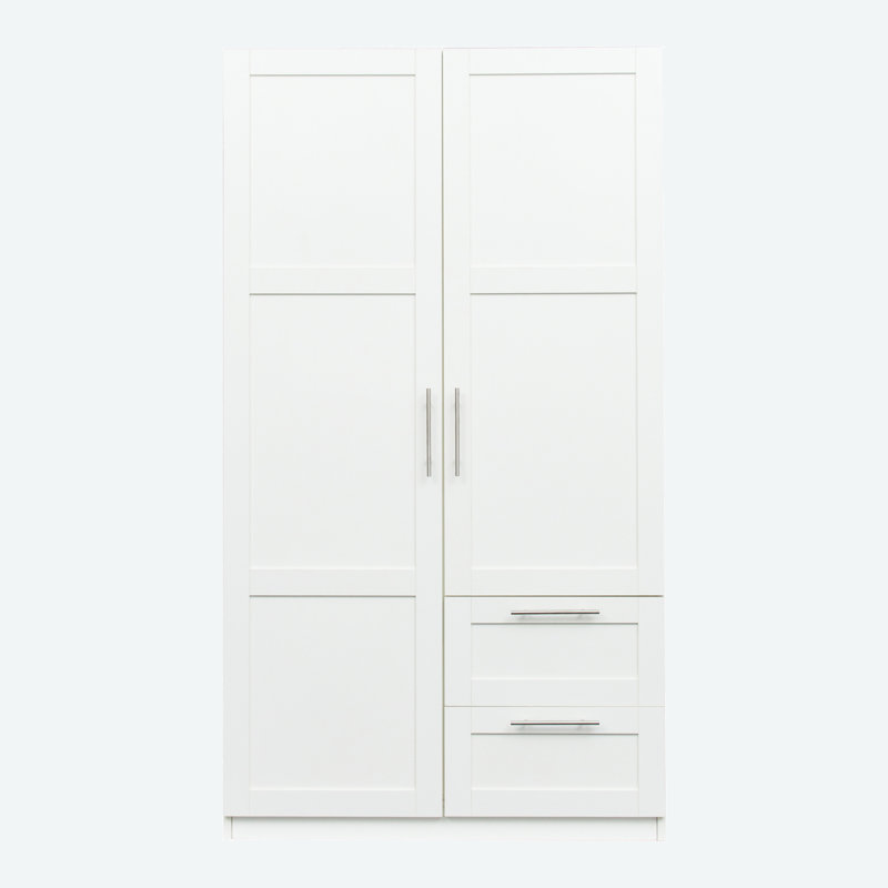 Armoire haute et armoire de cuisine avec 2 portes, 2 tiroirs et 5 espaces de rangement, Blanc