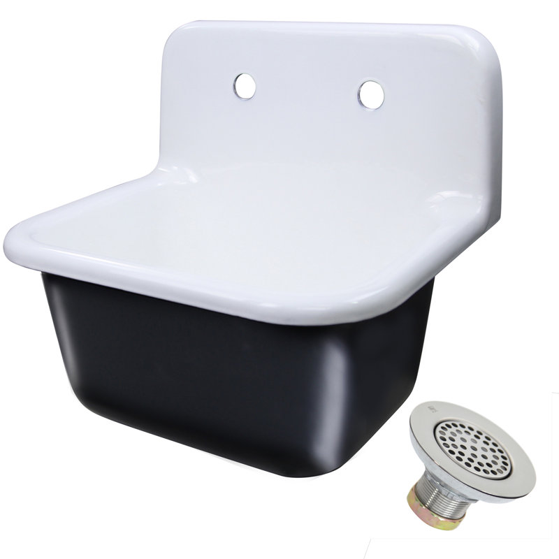 Anchor 22" L x 18" W Wall Mount Laundry Sink, Brushed Nickel