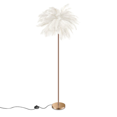 61'' LED Brass Feather Floor Lamp With Outlet
