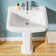 Pedestal Bathroom Sink 23" W x 19" D Rectangular Vitreous China with 3 Faucet Hole and Overflow