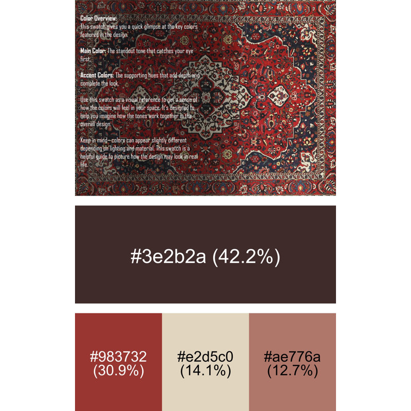 Tapis traditionnel rouge / noir, Rectangle 5 pi x 7 pi