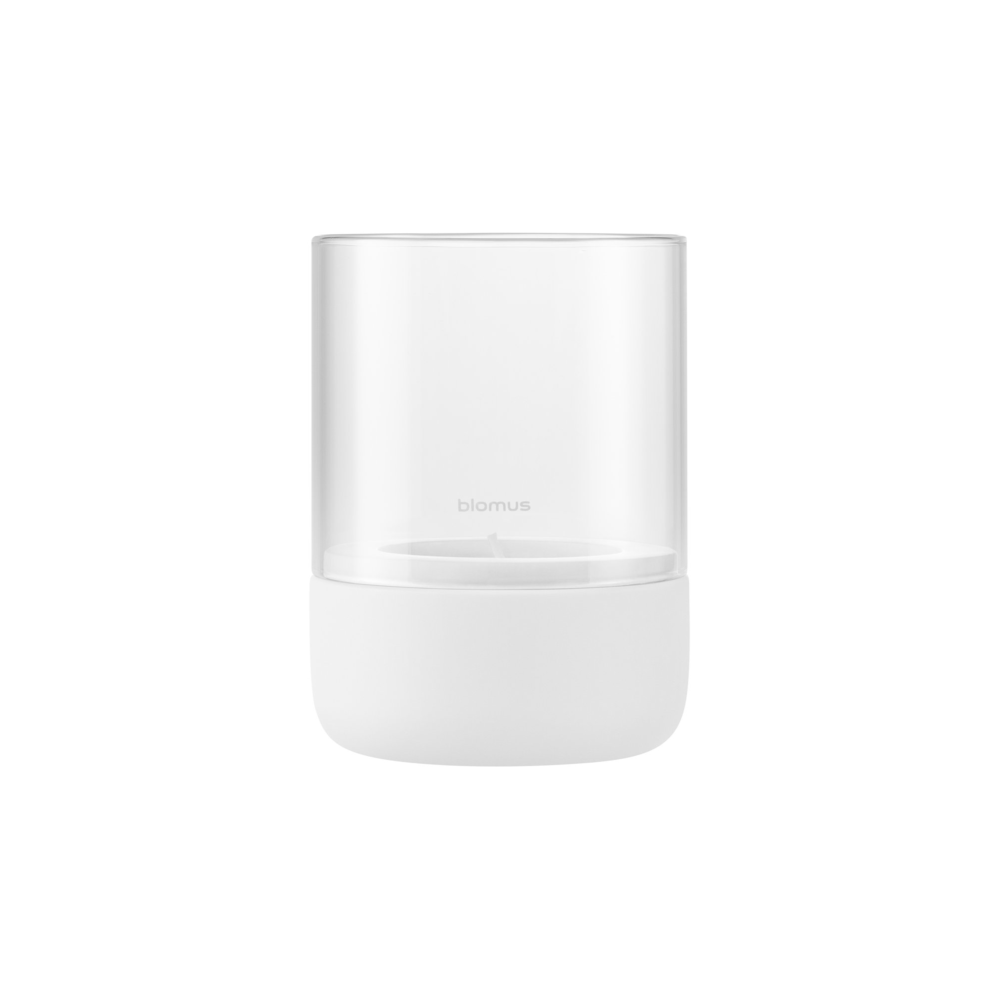 CALMA Hurricane Candle Holder, Pure White, 5.5" H x 3.9" W x 3.9" D