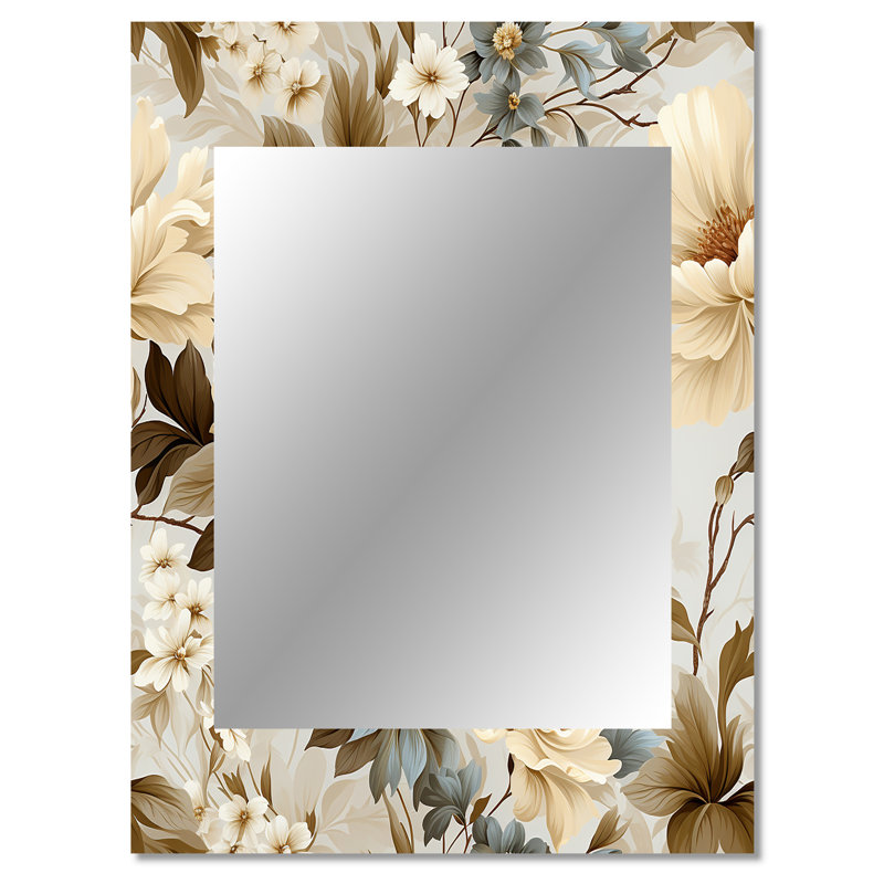 Houston Ethereal Rococo Flourish Victorian Pattern - Floral Large Mirror, Floral Decorative Wall Mirror, Printed Metal Art