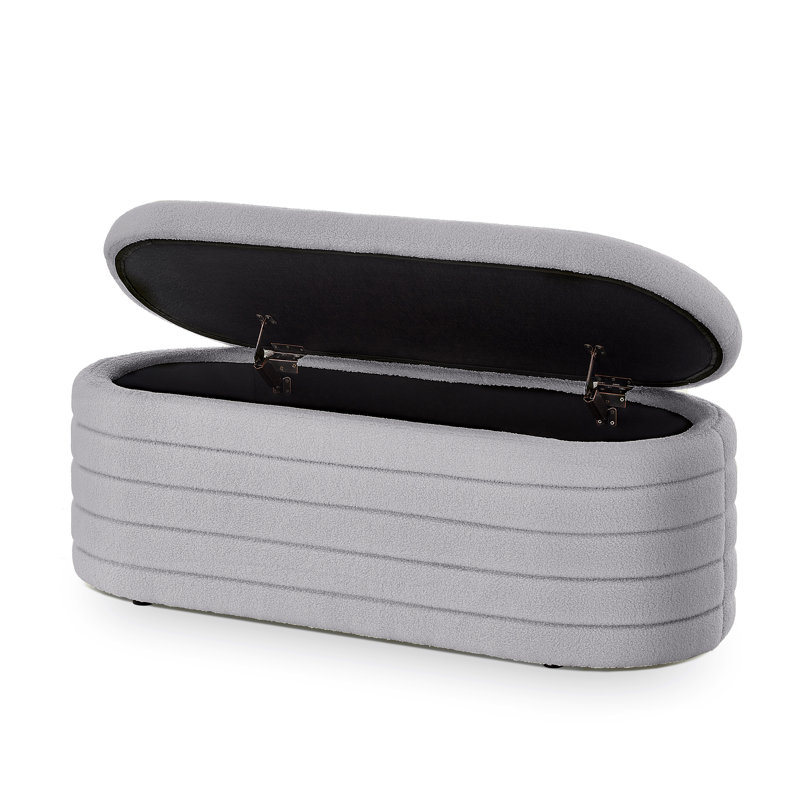  Banc de rangement avec repose-pieds ovale Modern, Gris