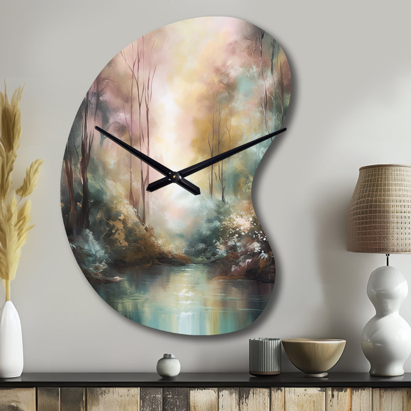 Whimsical Stream - Boom Shape Unique Mountains Wall Clock, Small