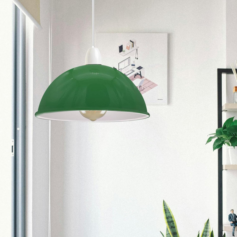 17cm H Metal Bowl Lamp Shade ( Screw On ), Green