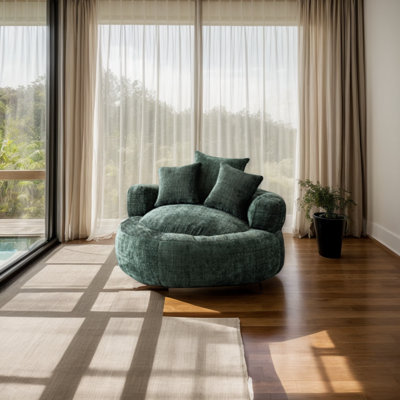 Foam Bean Bag Chairs - Ultra Soft and Durable, Filled, Chenille, Round, Ideal for Indoor and Outdoor Relaxation
