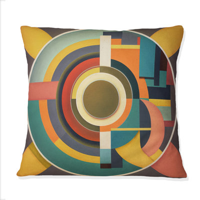 Midcentury Vintage Circular Visions V - Abstract Midcentury Printed Throw Pillow