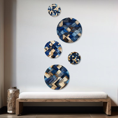 Crescencia - Geometric Modern Round Wall Art Set Of 5