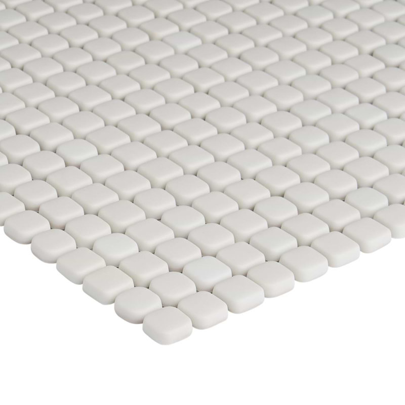 Venini .5" Mini Square Frosted Glass Mosaic Tile, White