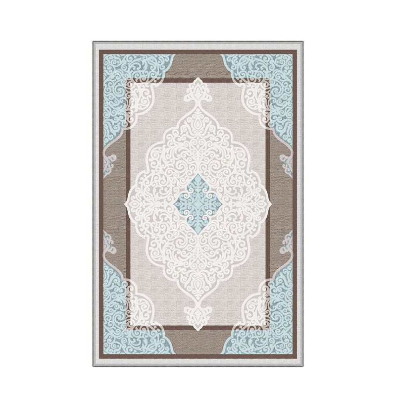 Tapis tissé élégant, 4 x 6 pieds, 100% polyester | Antibactérien, impression numérique 3D, dessous en feutre de PVC antidérapant | Lavable à la machine, d'une hauteur de poils de 0,4 po, parfait pour le décor du salon et de la chambre à coucher