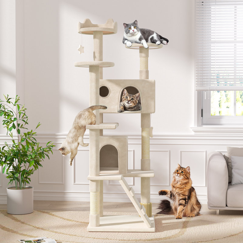 Arbre à chat Draxton 77 po et chatons, Beige